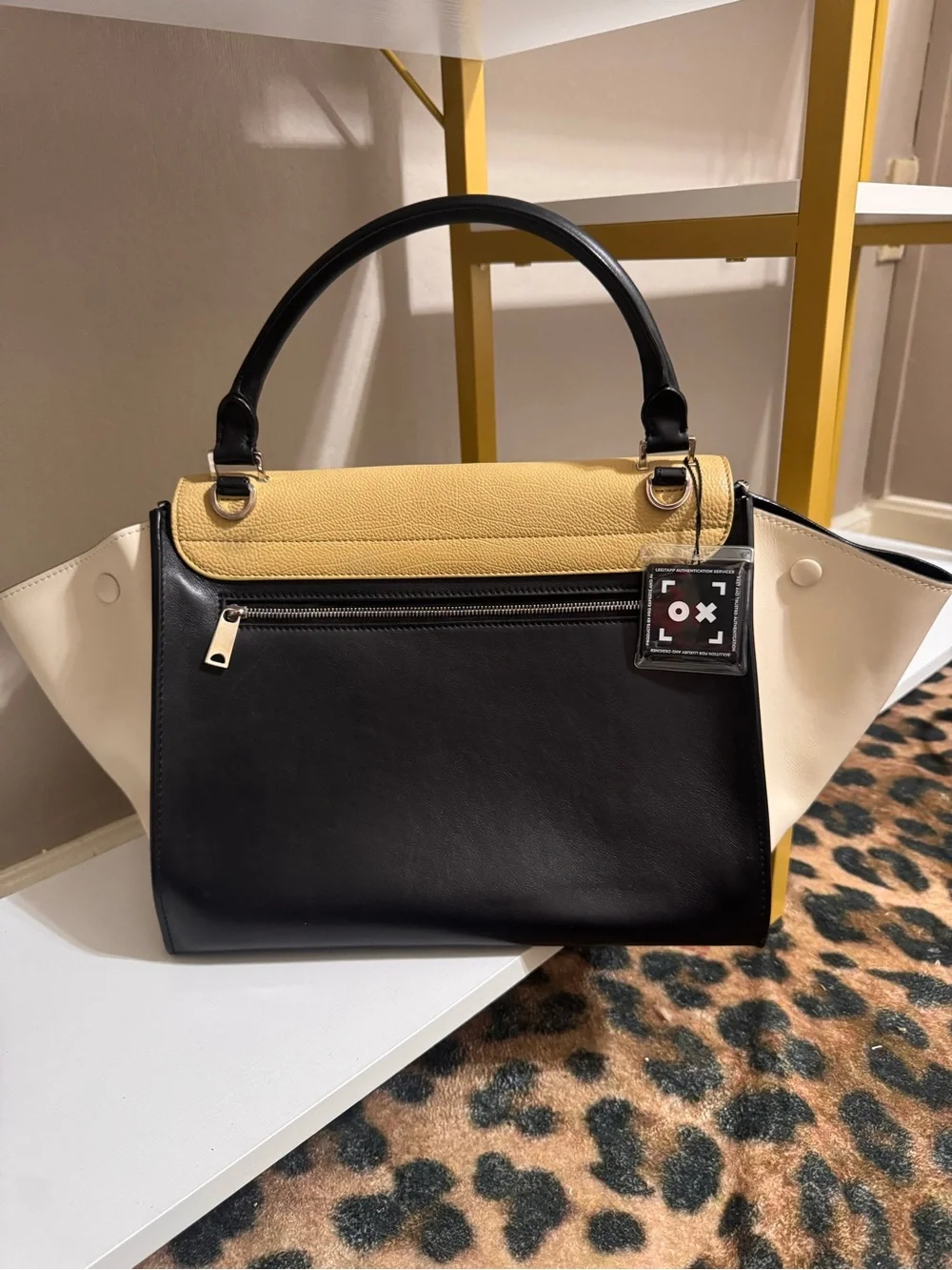 Celine Tricolor Trapeze Bag - Beige, Black & White